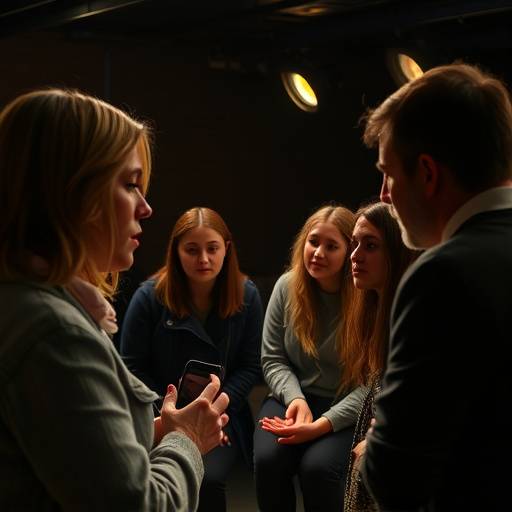 Advanced method acting students in a scene study workshop, intensely focused.