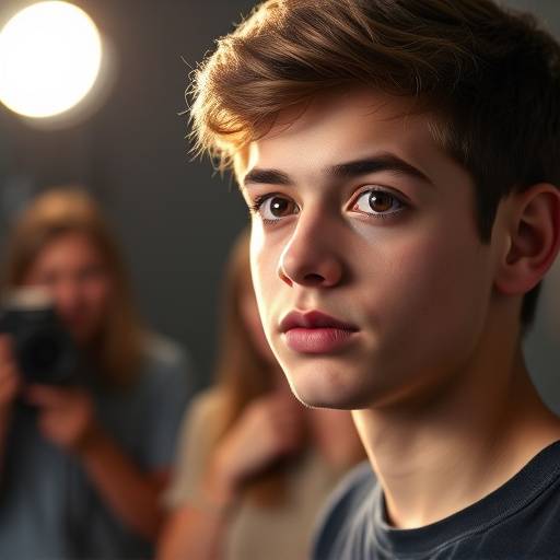 Student actor in front of a camera during a Screen Acting Fundamentals lesson.